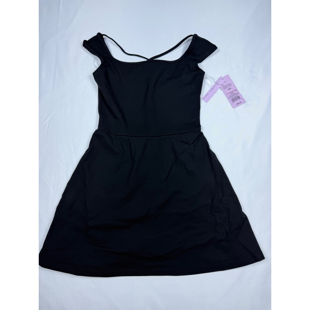 Wild Fable ButterBliss Black Strappy Cross Back‎ Mini Dress Shorts XXS New NWT